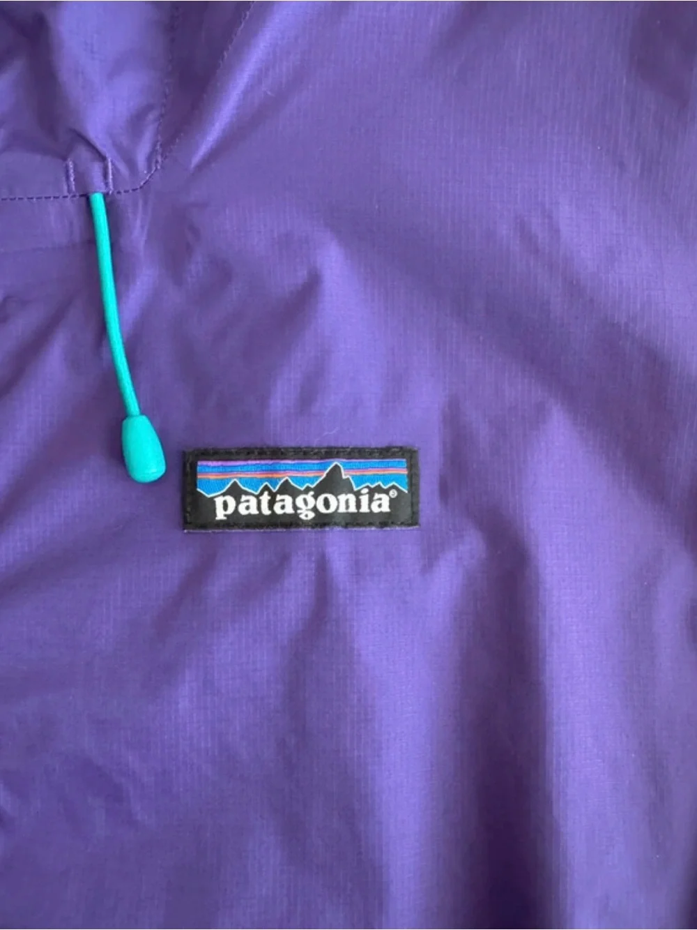 Patagonia Purple and Teal Half-Zip Rain Anorak